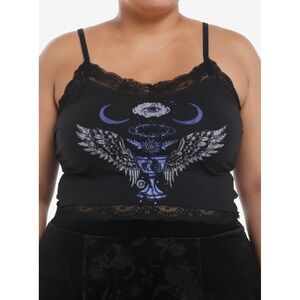 Cosmic Aura Hot Topic Black Celestial Lace Trim Cami Crop Top Plus Size 4x